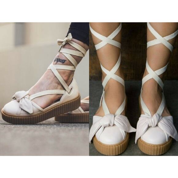 PUMA x FENTY Off-White Rhianna‎ Bow Creeper Strapy Sandals US 10 EU 41 Coquette - Picture 1 of 7